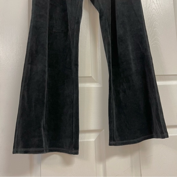 MICHAEL KORS Y2K Black Velvet Velour Lounge Pants Wide Leg L pockets pull on - Picture 4 of 10
